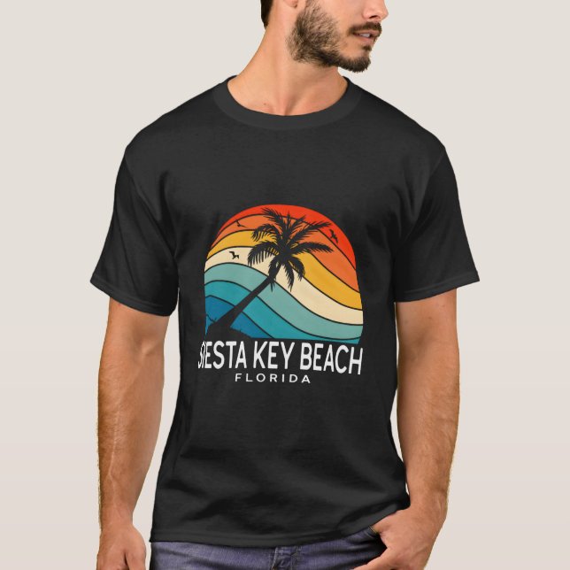 T-shirt Plage de Siesta Key Floride Palmier Plage Tropical (Devant)