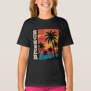 T-shirt Plage de soleil couchant moderne et tendance Palm 