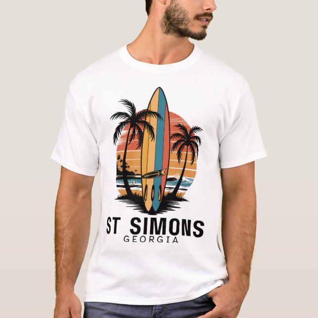 T-shirt Plage de St Simons Géorgie Surfant Surfeur _1  (Devant)