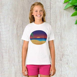 T-shirt Plage de Sunset Tropical Palm Feuille Ocean Waves