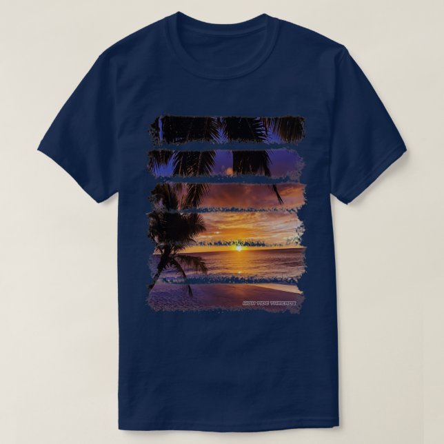 T-shirt Plage de Sunset Tropical Palm Trees Sable d'océan (Design devant)