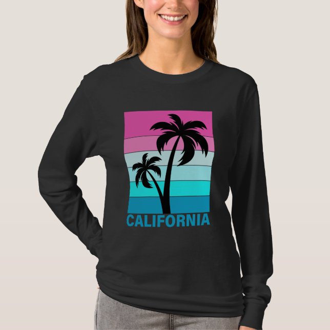 T-shirt Plage de Sunset Tropical Retro Vacances d'été CA C (Devant)
