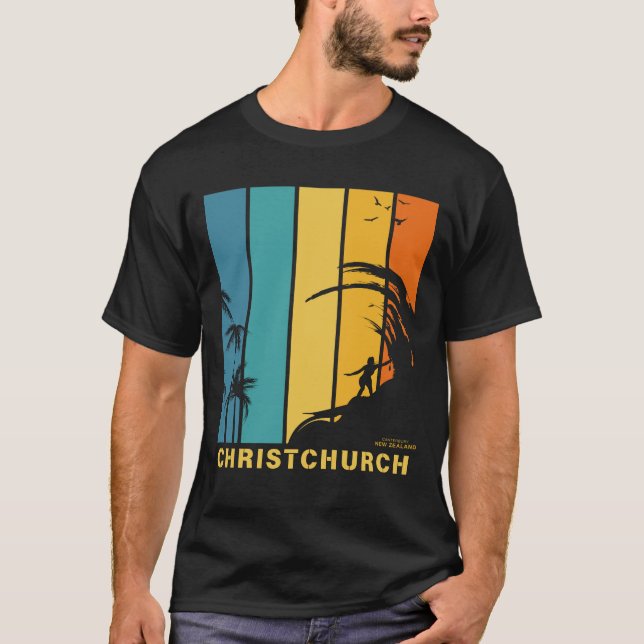 T-shirt Plage de surf Christchurch Canterbury Nouvelle-Zél (Devant)