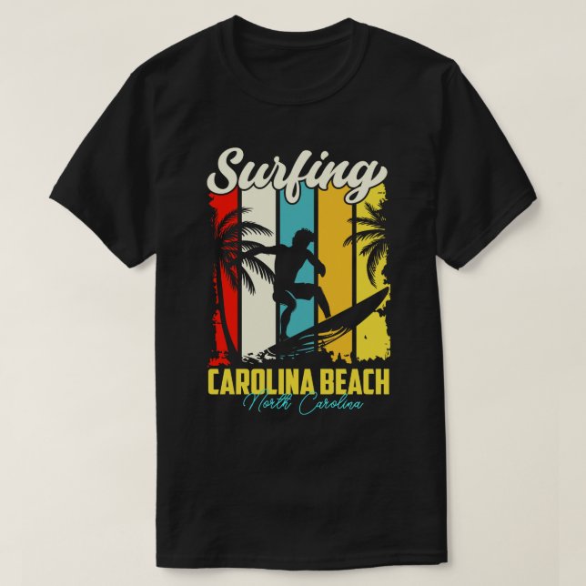 T-shirt Plage de surf en Caroline du Nord (Design devant)