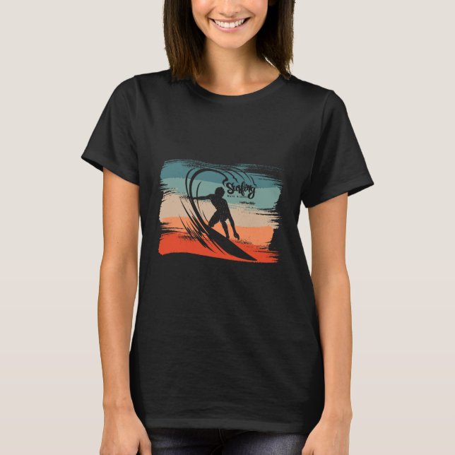 T-shirt Plage de surf surfeur planche de surf  (Devant)