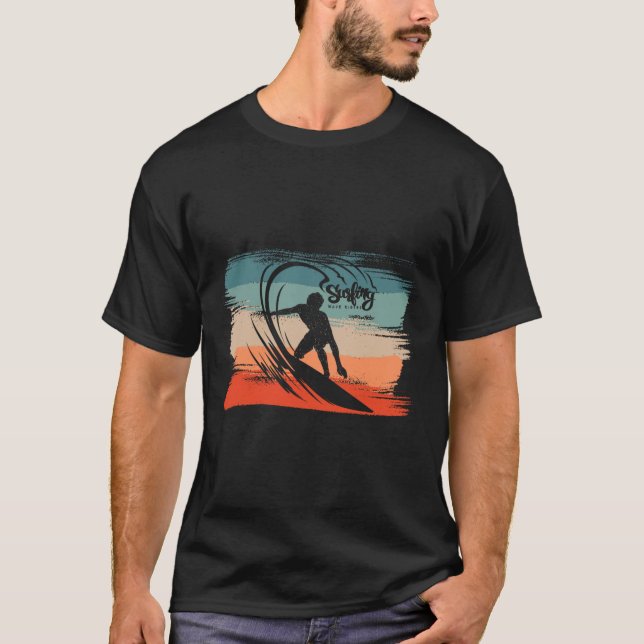T-shirt Plage de surf surfeur planche de surf  (Devant)