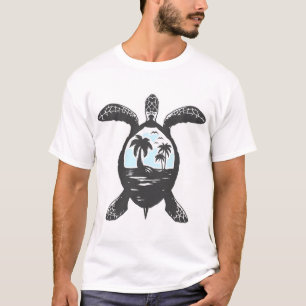T-shirt Plage de tortue mer turquoise Art