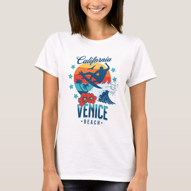 T-shirt Plage de Venice Surfing Californie (Devant)