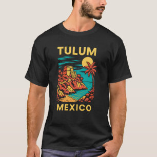 T-shirt Plage des ruines mayas Tulum Mexique Vintage Mens