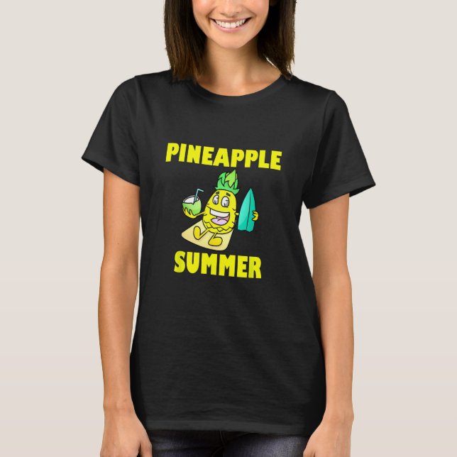 T-shirt Plage d'été d'ananas (Devant)