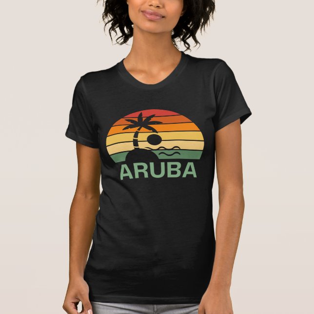 T-shirt Plage d'été d'Aruba Vintage Palm Trees (Devant)