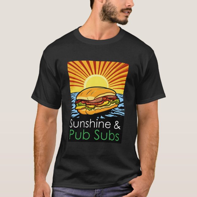 T-shirt Plage Ensoleillée Et Pub Subs (Devant)