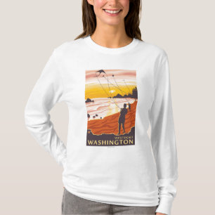 T-shirt Plage et cerfs-volants - Westport, Washington