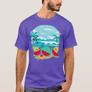 T-shirt Plage exotique Océan Palmiers Melon Fruit Watermel