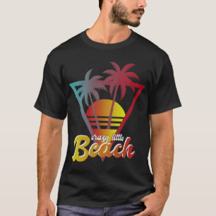 T-shirt Plage Folle Palmier au Coucher de Soleil Rétro