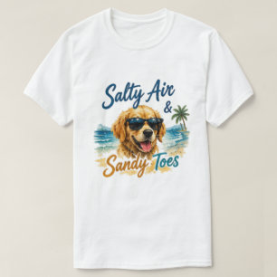 T-shirt Plage Golden Retriever Air salé Sableux