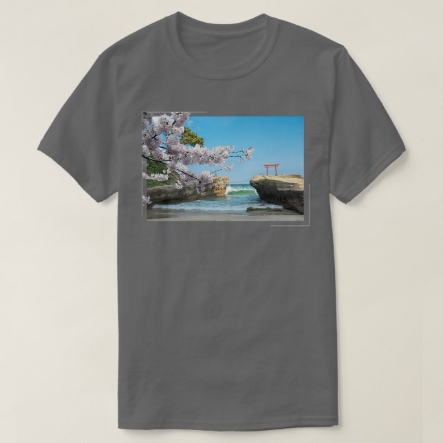 T-shirt Plage japonaise de Sakura Cherry Blossom Tree (Design devant)