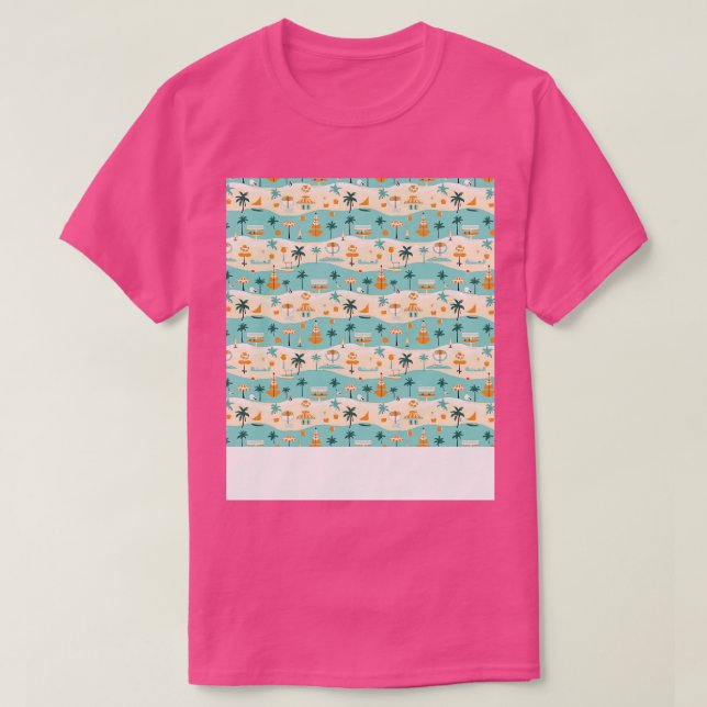 T-shirt Plage Motif Été Palm Tree Waves Coas (Design devant)