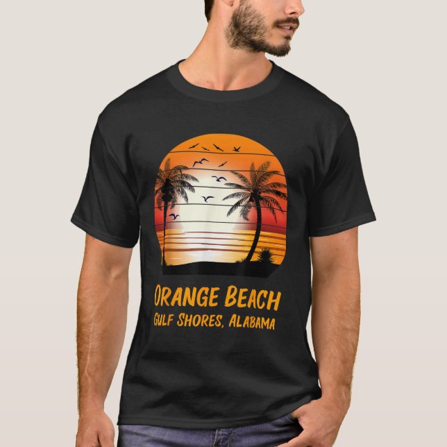 T-shirt Plage Orange Golfe Shores Alabama Coucher de solei (Devant)
