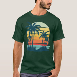 T-shirt Plage Palm Arbre Coucher de soleil Graphique Tropi