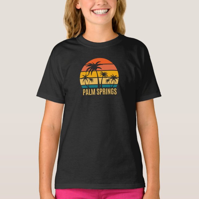 T-Shirt Plage Palm Springs Sunset Et Palm Trees (Devant)