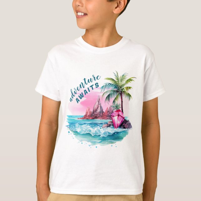 T-shirt Plage Palm Tree Mountain View Aventure Attend (Devant)