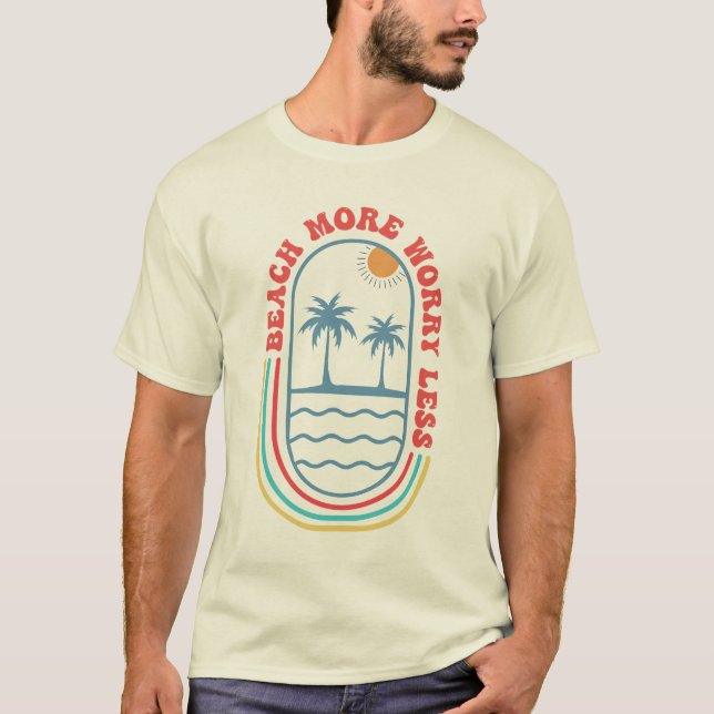 T-shirt "Plage Plus Inquiète Moins", Summer Beach Design (Devant)