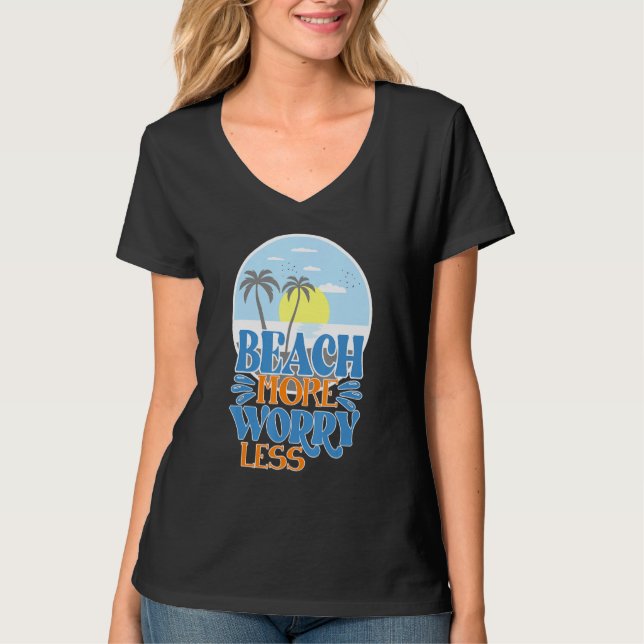 T-shirt Plage Plus Moins Inquiète Vacances Essentiels (Devant)