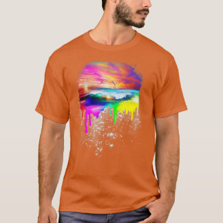T-shirt Plage Rainbow Drip