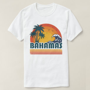 T-shirt Plage Rétro Bahamas Coucher de Soleil Été 70 Palmi