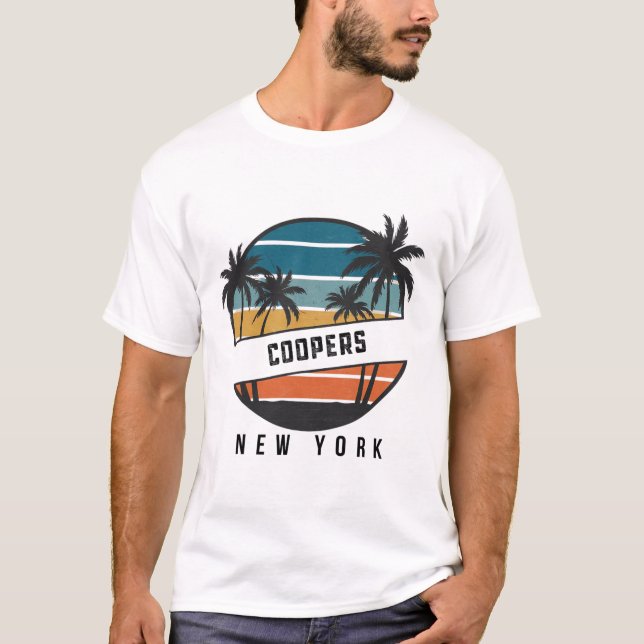 T-shirt Plage rétro de Coopers à New York Surfboard Surf _ (Devant)