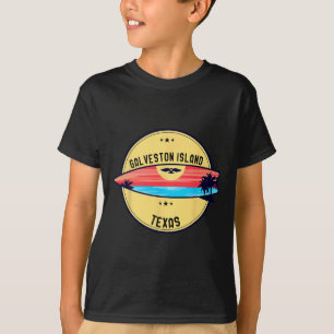 T-shirt Plage Rétro de l'Île de Galveston Texas Surf sur l