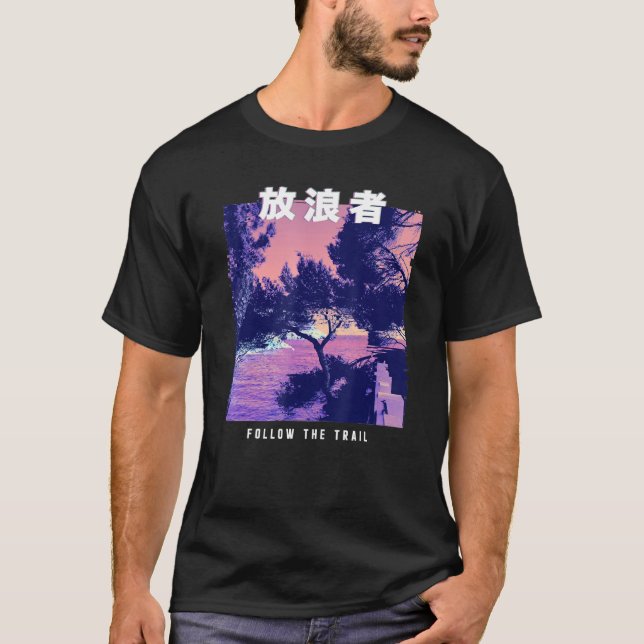 T-shirt Plage Retro des années 80 Vaporwave (Devant)