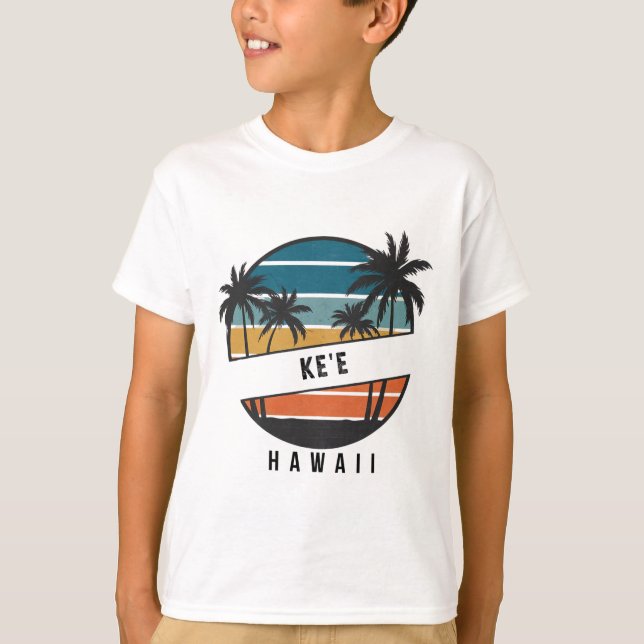 T-shirt Plage rétro Ke'e Hawaii planche de surf Surfing  (Devant)