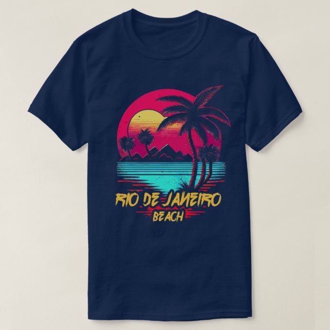T-shirt Plage Retrowave Beach Rio de Janeiro (Design devant)