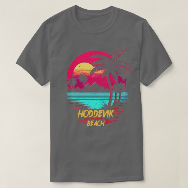 T-shirt Plage Retrowave Hoddevik Beach (Design devant)