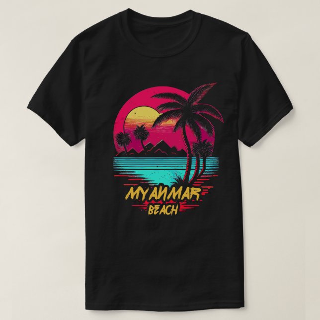 T-shirt Plage Retrowave Myanmar Beach (Design devant)