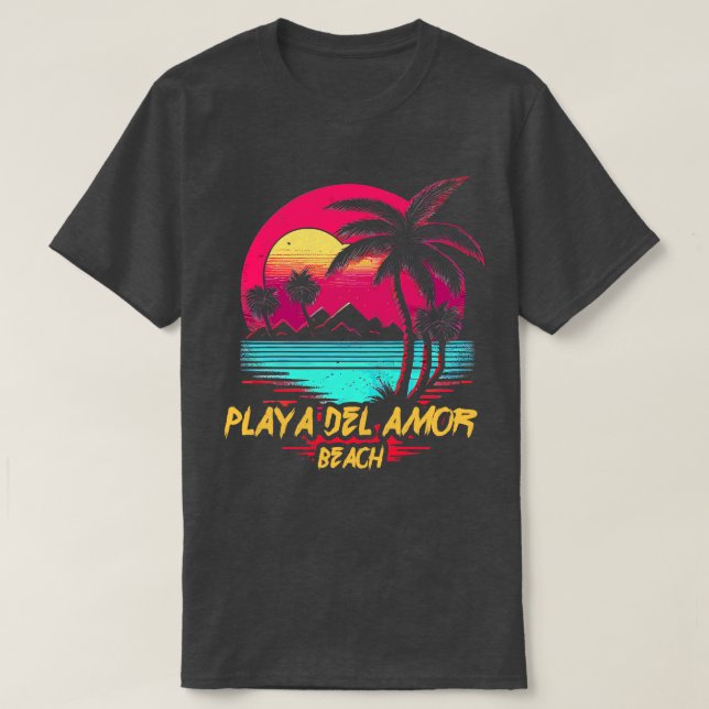 T-shirt Plage Retrowave Playa Del Amor (Design devant)