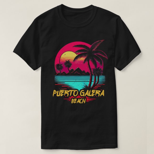 T-shirt Plage Retrowave Puerto Galera (Design devant)