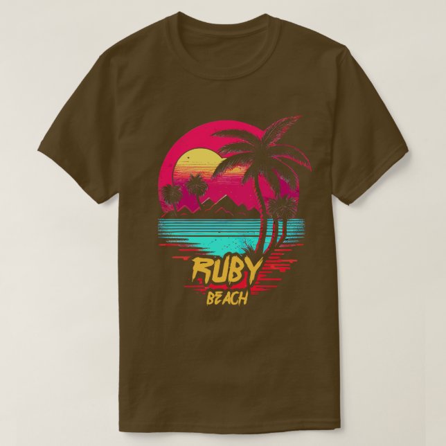 T-shirt Plage Retrowave Ruby Beach (Design devant)