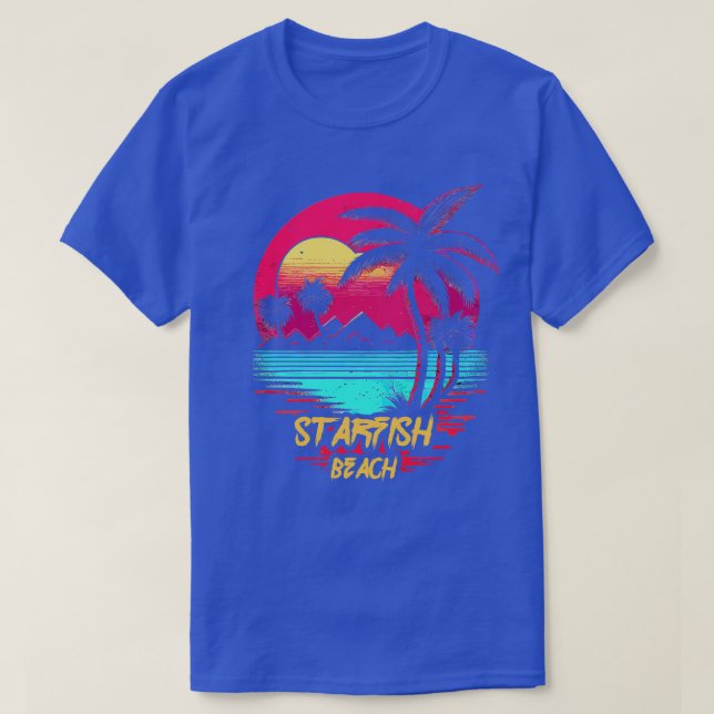 T-shirt Plage Retrowave Starfish Beach (Design devant)