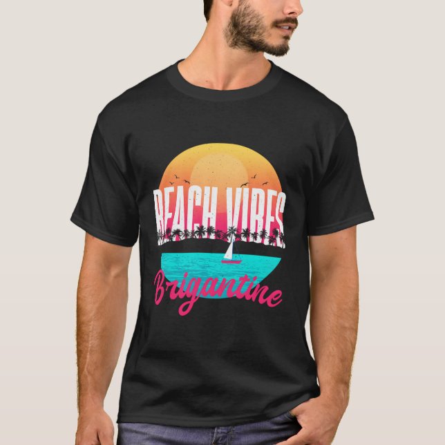 T-shirt Plage S Brigantine Été New Jersey Tropical (Devant)