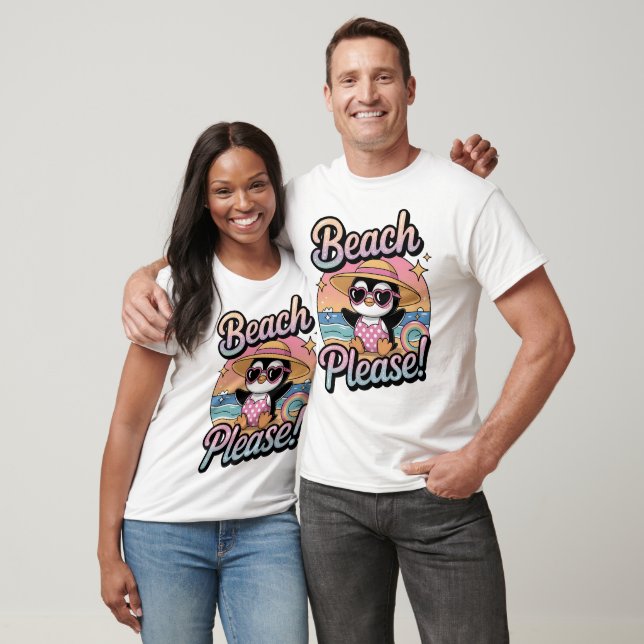T-shirt Plage S'Il Vous Plain Drôle Design (Unisexe)