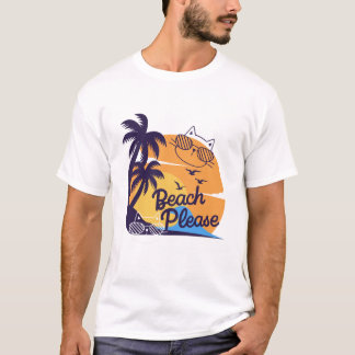 T-shirt Plage S'Il Vous Plait Cat Été Fun