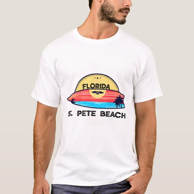 T-shirt Plage St Pete Floride Surfboard Plage Surf  (Devant)