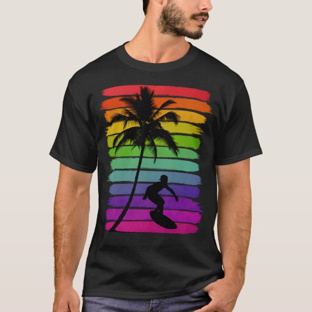 T-shirt Plage Sunset Surfer (Devant)