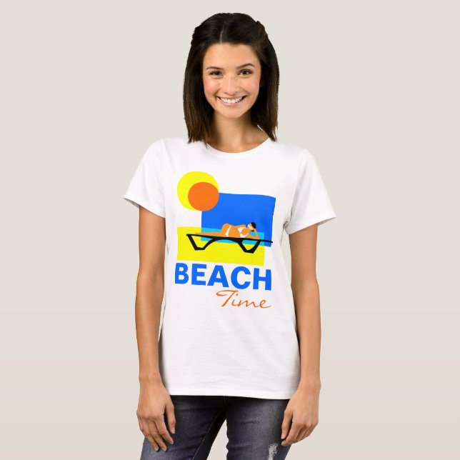 T-shirt Plage Time drôle personnalisable (Devant entier)