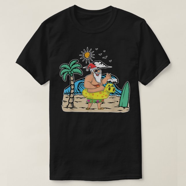 T-shirt Plage Tropical Funny Père Noël Noël Été Noël I (Design devant)