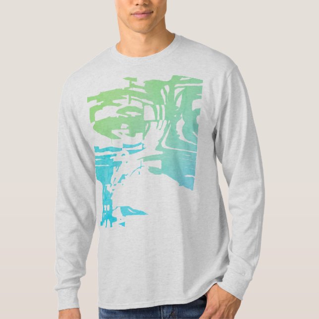 T-shirt Plage tropicale à la batik Vert clair Aqua Design (Devant)