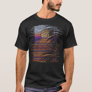 T-shirt Plage tropicale Coucher de soleil Palmiers Synthwa